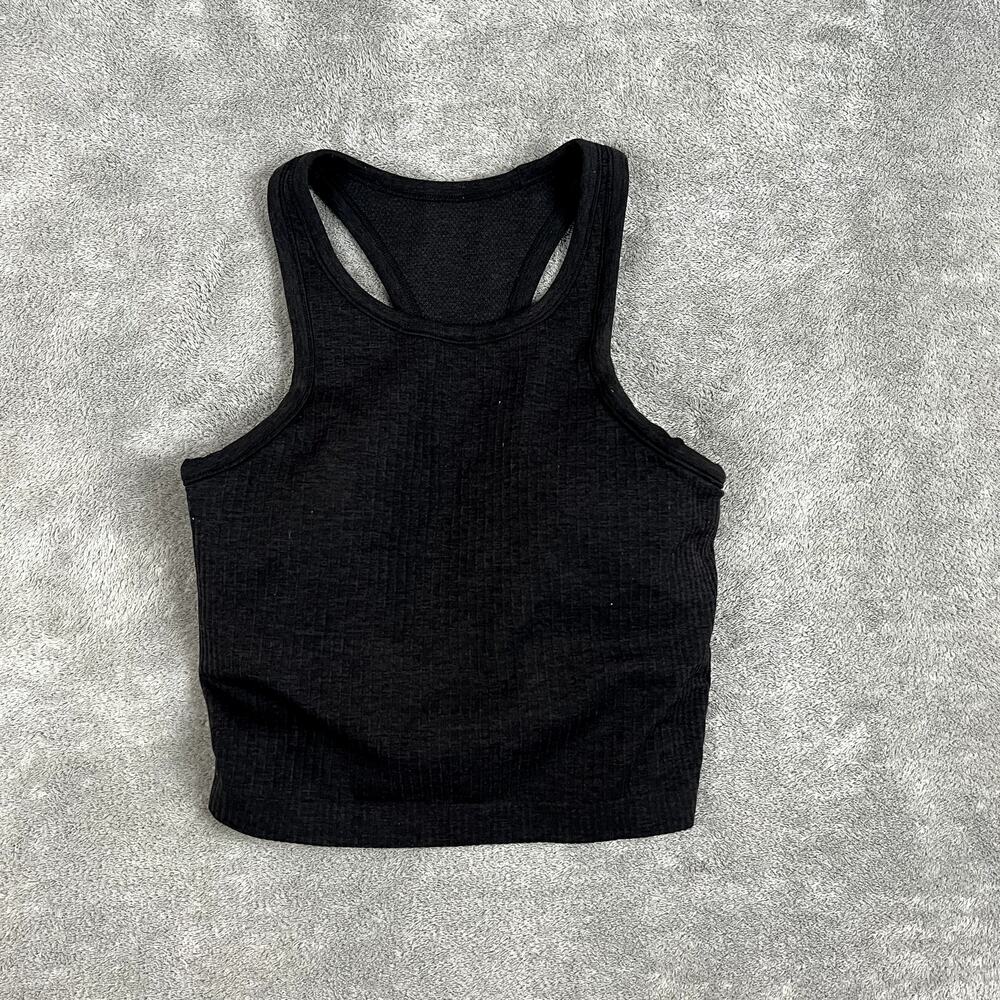 Lululemon Eb To Street Racerback Crop Tank‎ Womens 4 Grey Ribbed Performance